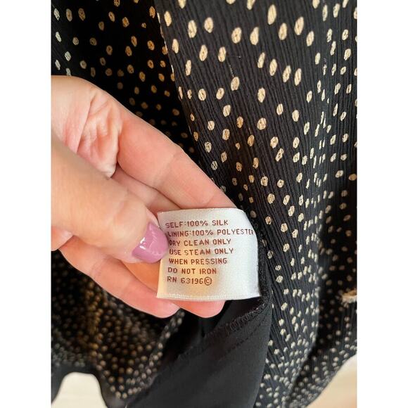 Suzi Chin 100% Silk Short Dress Short Sleeve Brown Y2K Pattern Size 6 Side Zip - Picture 5 of 6